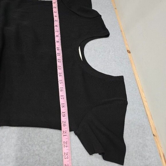 Exclusively Misook Midi Dress M Black Knit W/Side Slit Short Sleeve Minimalist - Picture 10 of 13